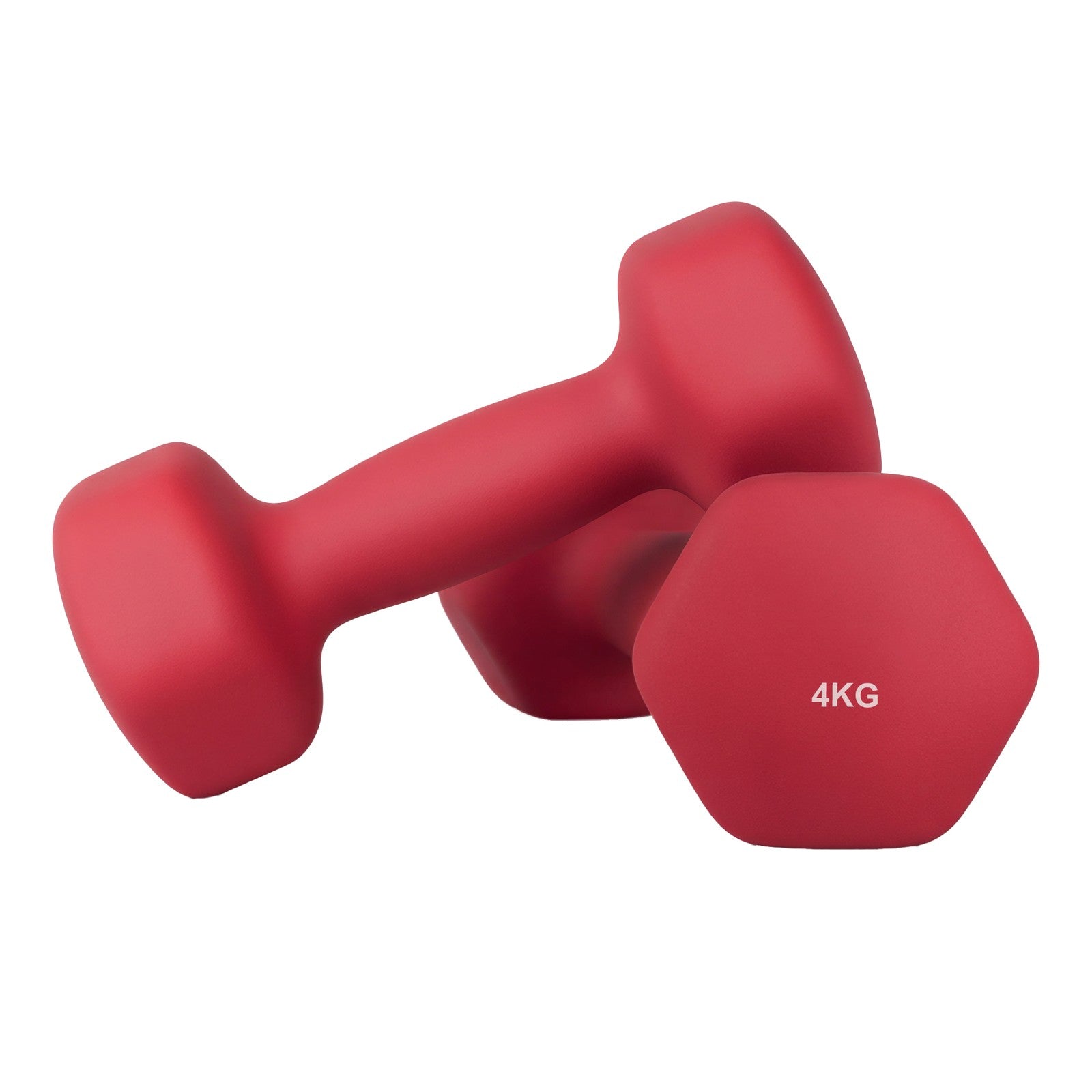 Set of 2 Dumbbells - Cast Iron and Neoprene Coating - Ruby Red