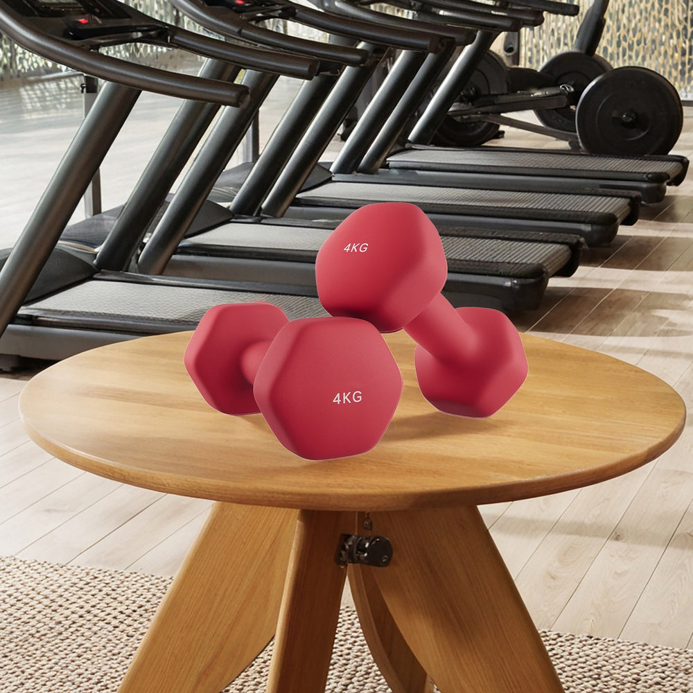 Set of 2 Dumbbells - Cast Iron and Neoprene Coating - Ruby Red