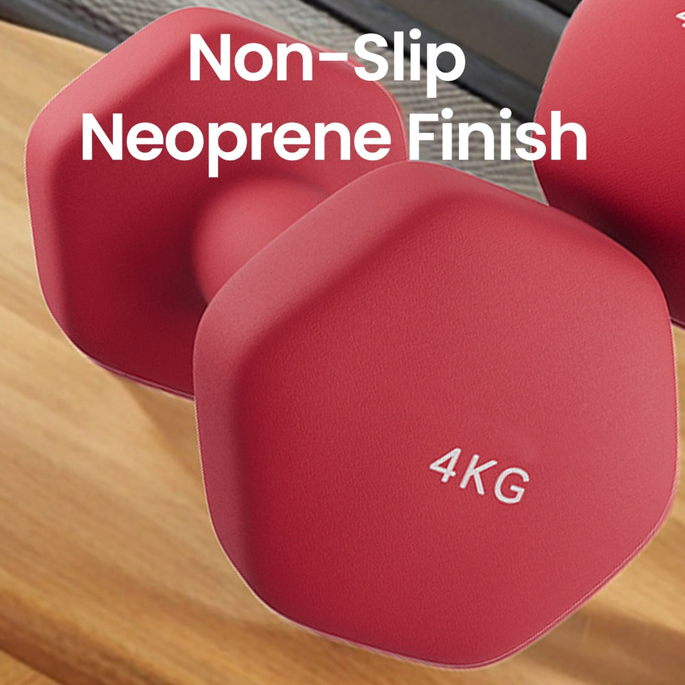 Set of 2 Dumbbells - Cast Iron and Neoprene Coating - Ruby Red