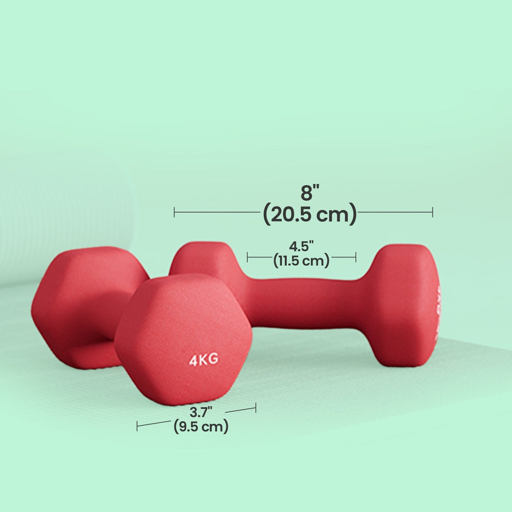Set of 2 Dumbbells - Cast Iron and Neoprene Coating - Ruby Red