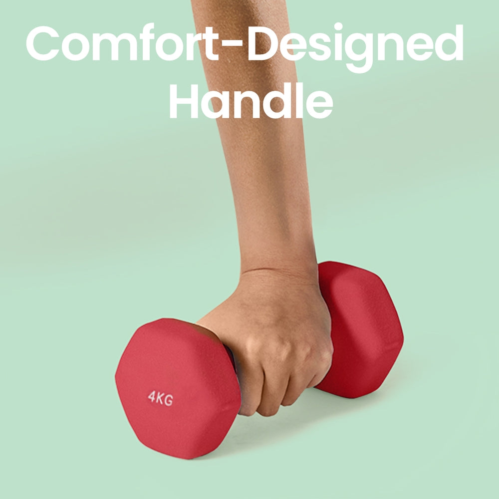 Set of 2 Dumbbells - Cast Iron and Neoprene Coating - Ruby Red