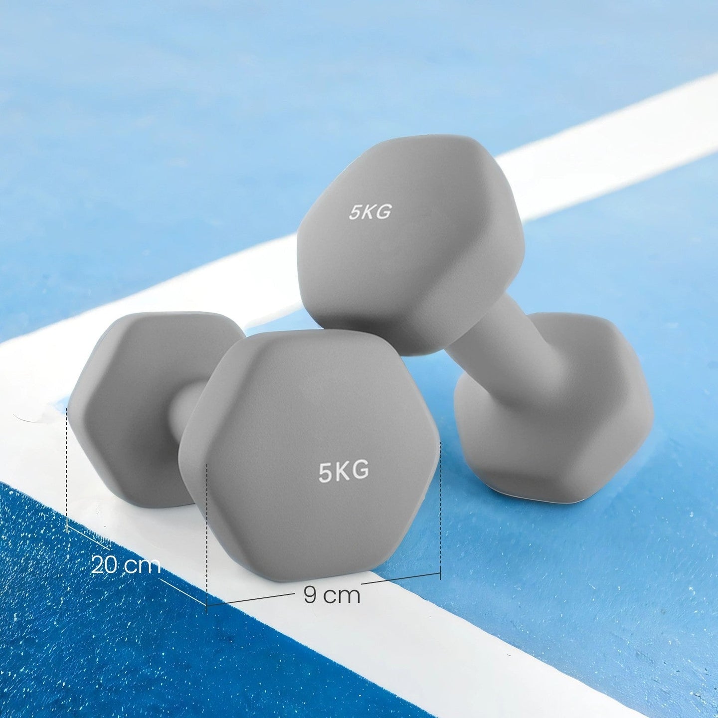 Set of 2 Hexagonal Dumbbells - Neoprene - Green - 2 x 2 kg for Home Workout