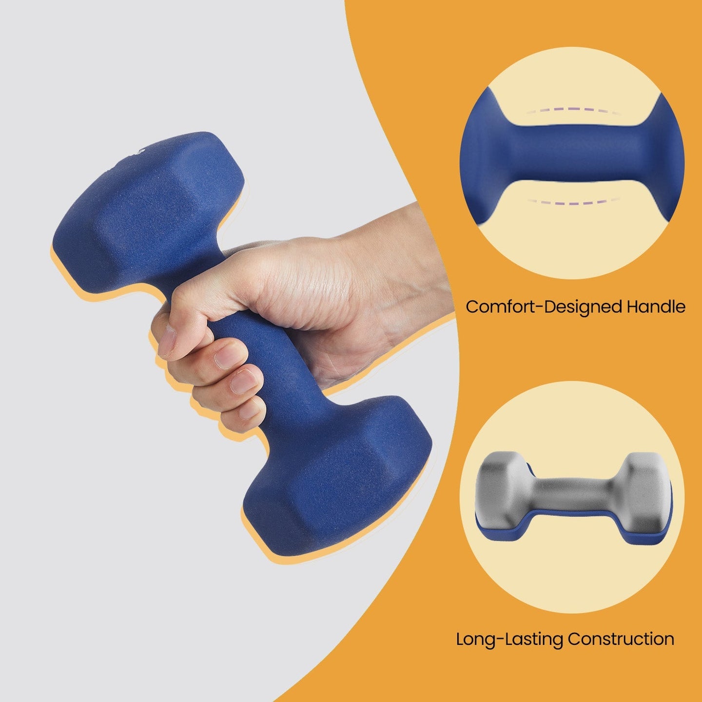 Set of 2 Hexagonal Dumbbells - Neoprene - Green - 2 x 2 kg for Home Workout
