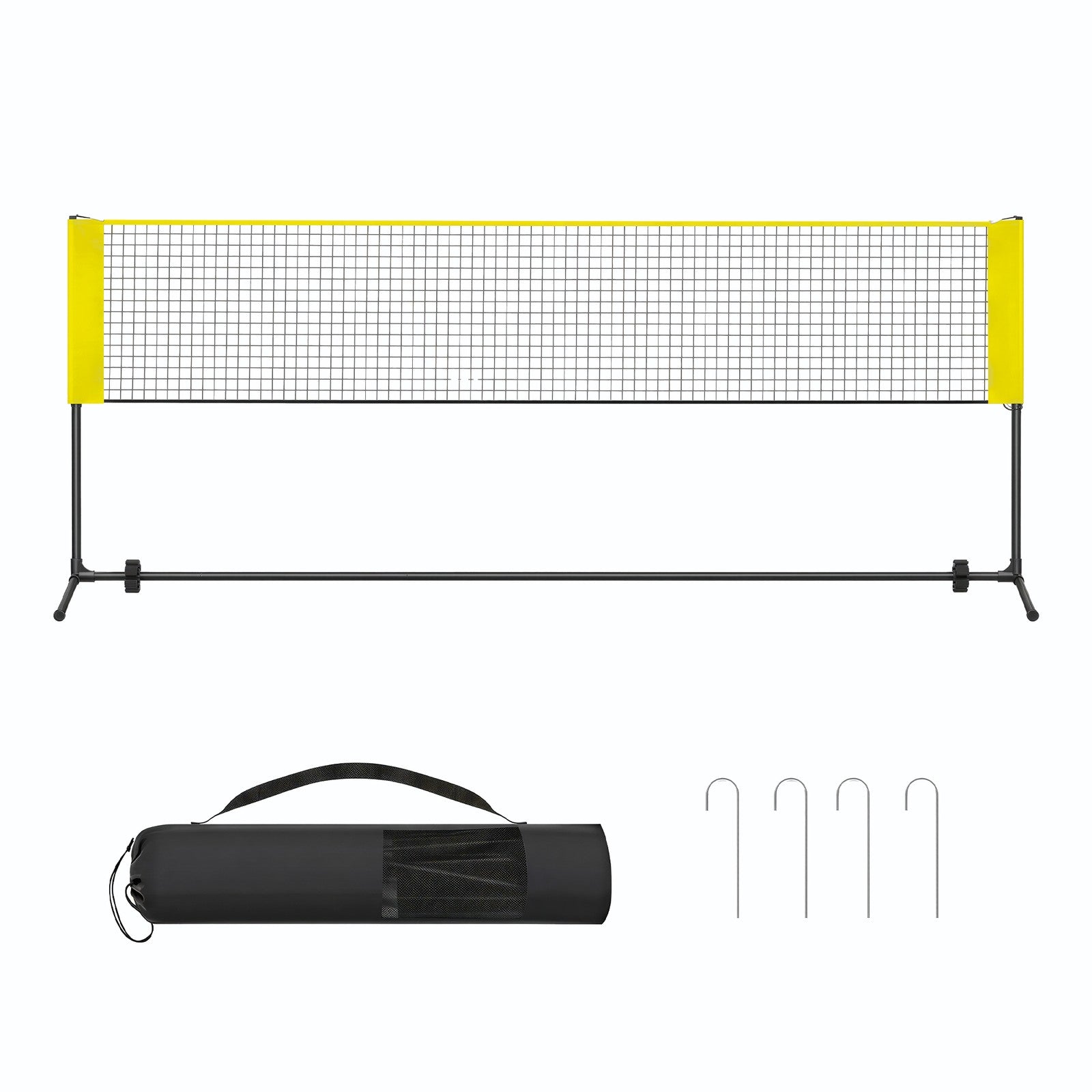 Badminton Net Height Adjustable Volleyball Net - Steel Poles and PE Net - Yellow