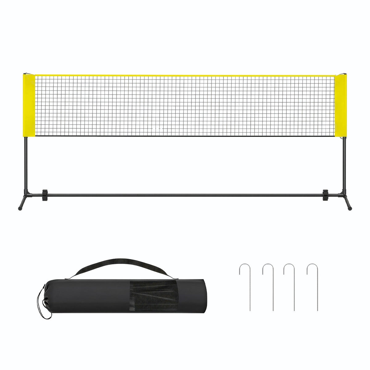 Badminton Net Height Adjustable Volleyball Net - Steel Poles and PE Net - Yellow