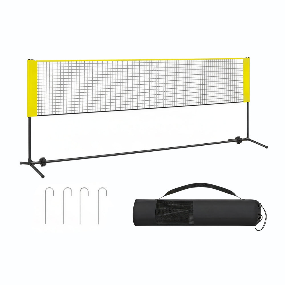 Badminton Net Height Adjustable Volleyball Net - Steel Poles and PE Net - Yellow