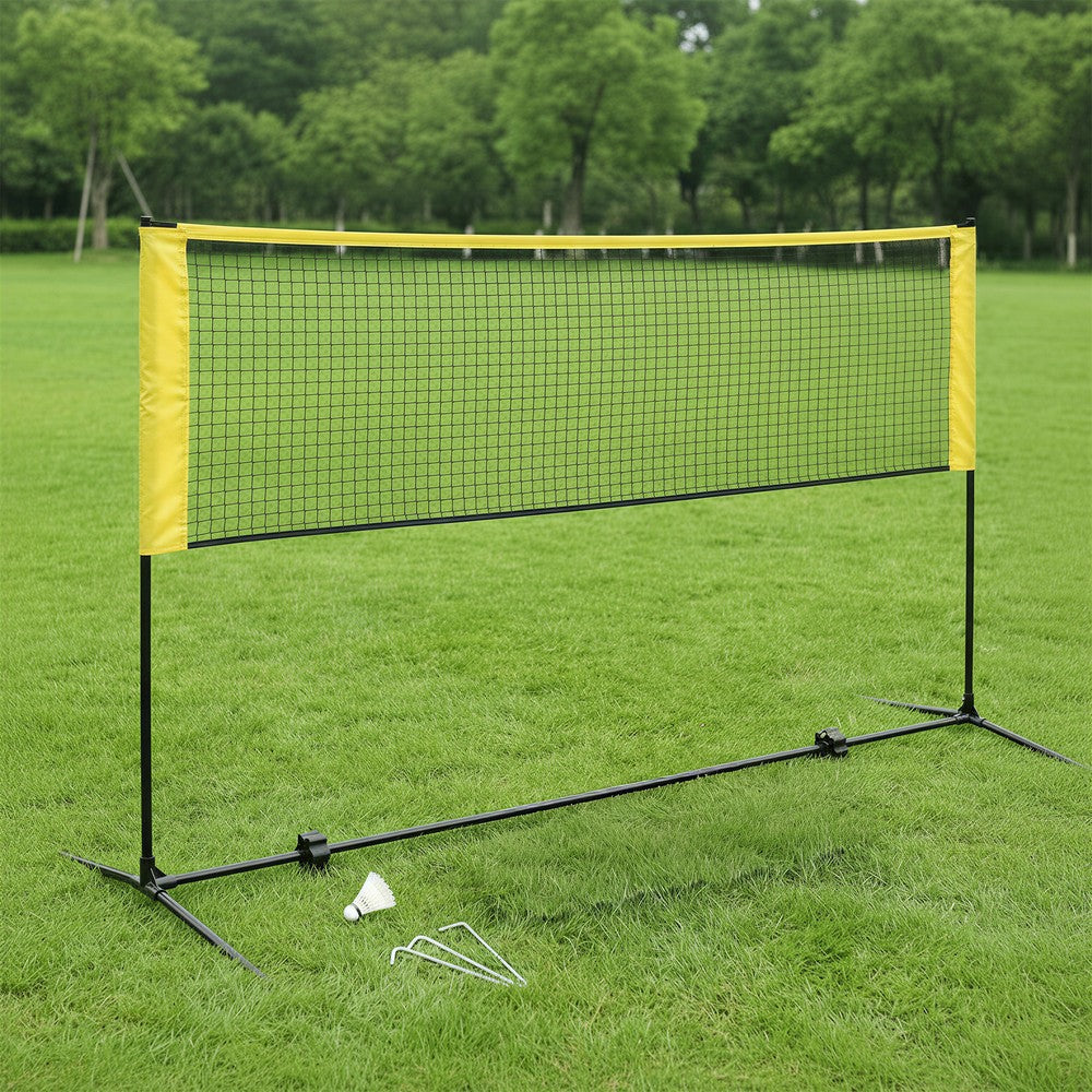 Badminton Net Height Adjustable Volleyball Net - Steel Poles and PE Net - Yellow