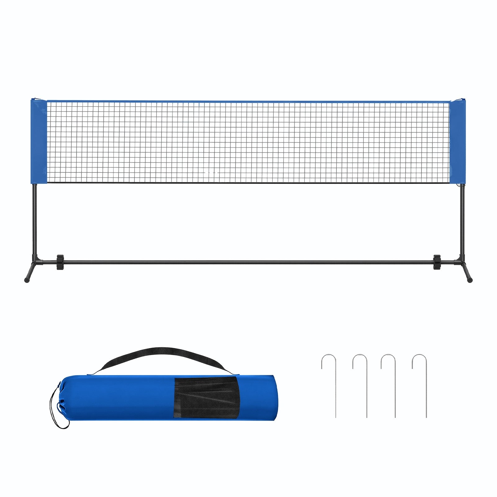 Badminton Net, Height Adjustable Volleyball Net - Steel - Black