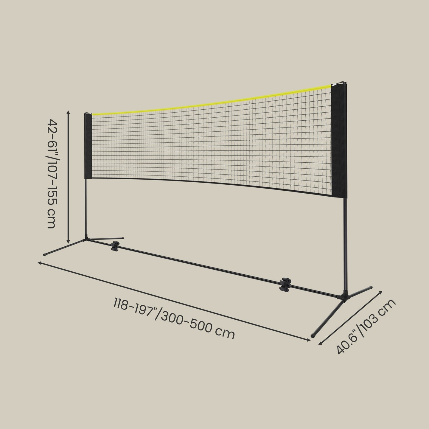 Badminton Net - Steel Poles and PE Net - Black