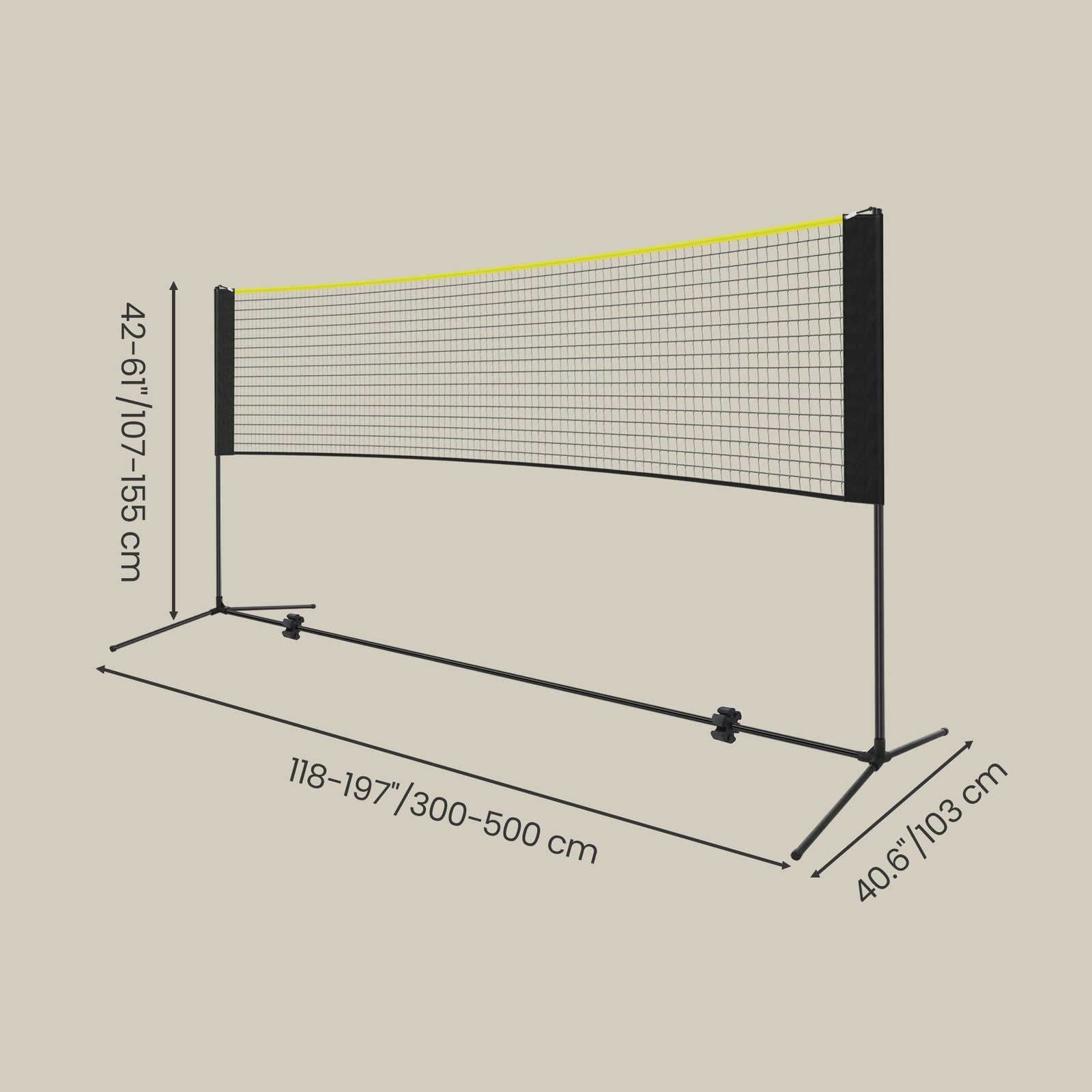 Badminton Net - Steel Poles and PE Net - Black