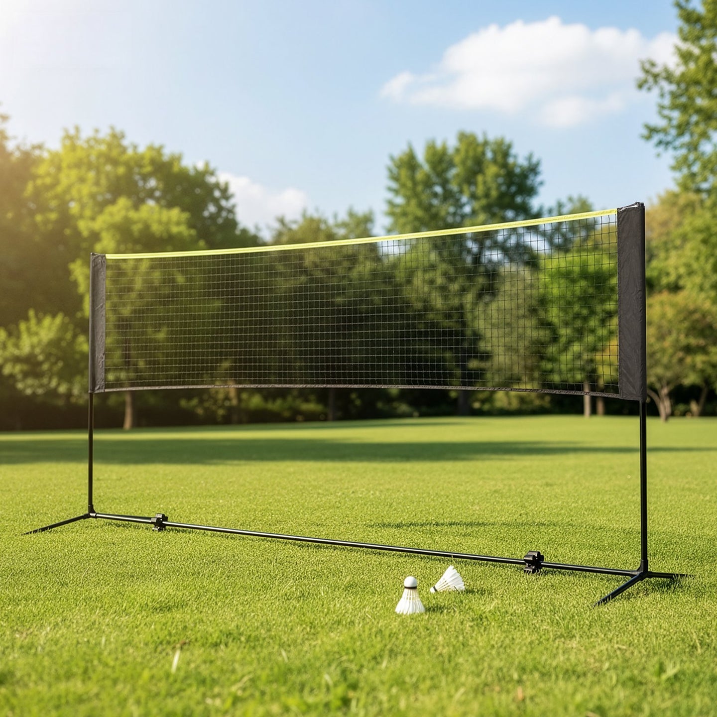 Badminton Net - Steel Poles and PE Net - Black