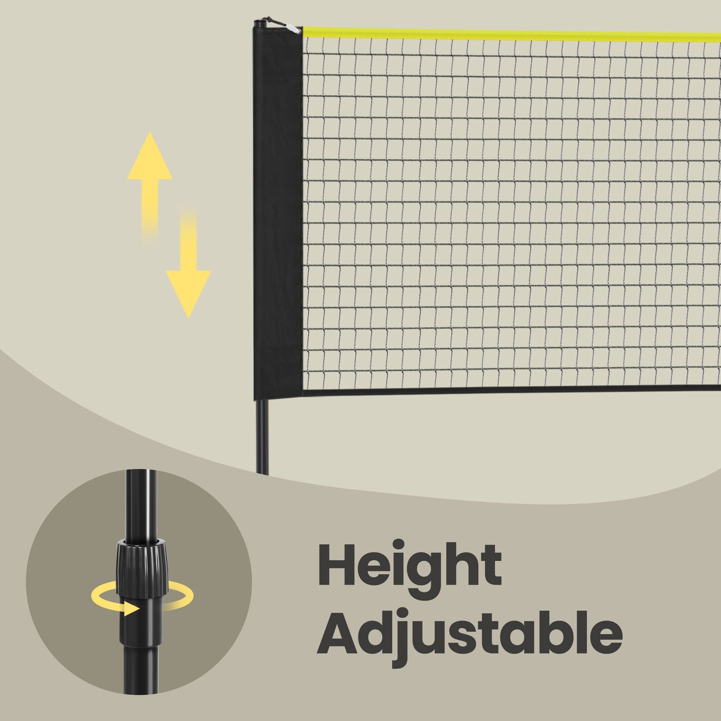 Badminton Net - Steel Poles and PE Net - Black
