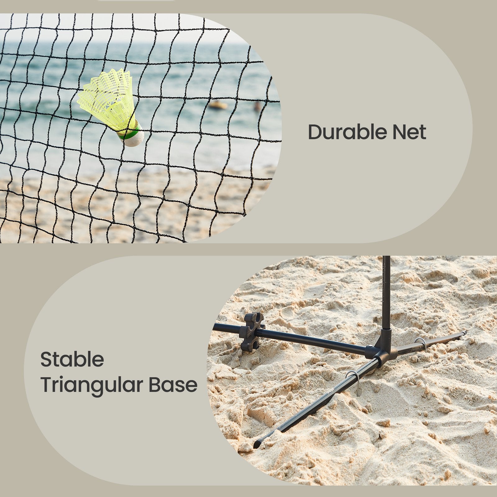 Badminton Net - Steel Poles and PE Net - Black