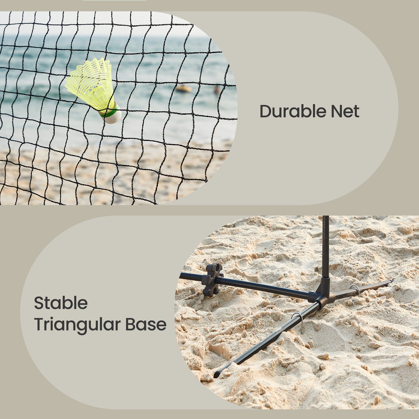 Badminton Net - Steel Poles and PE Net - Black