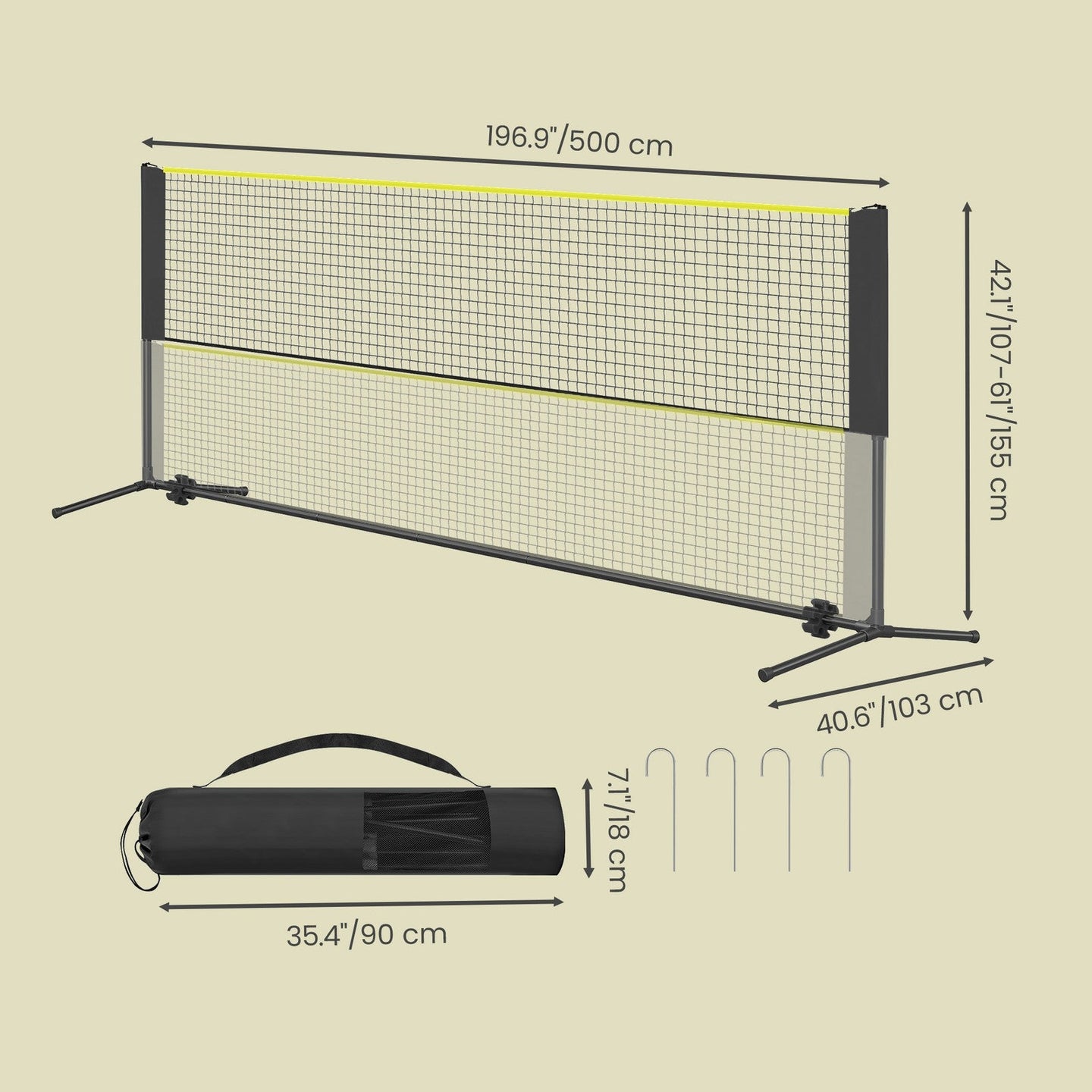 Badminton Tennis Net - Adjustable Height
