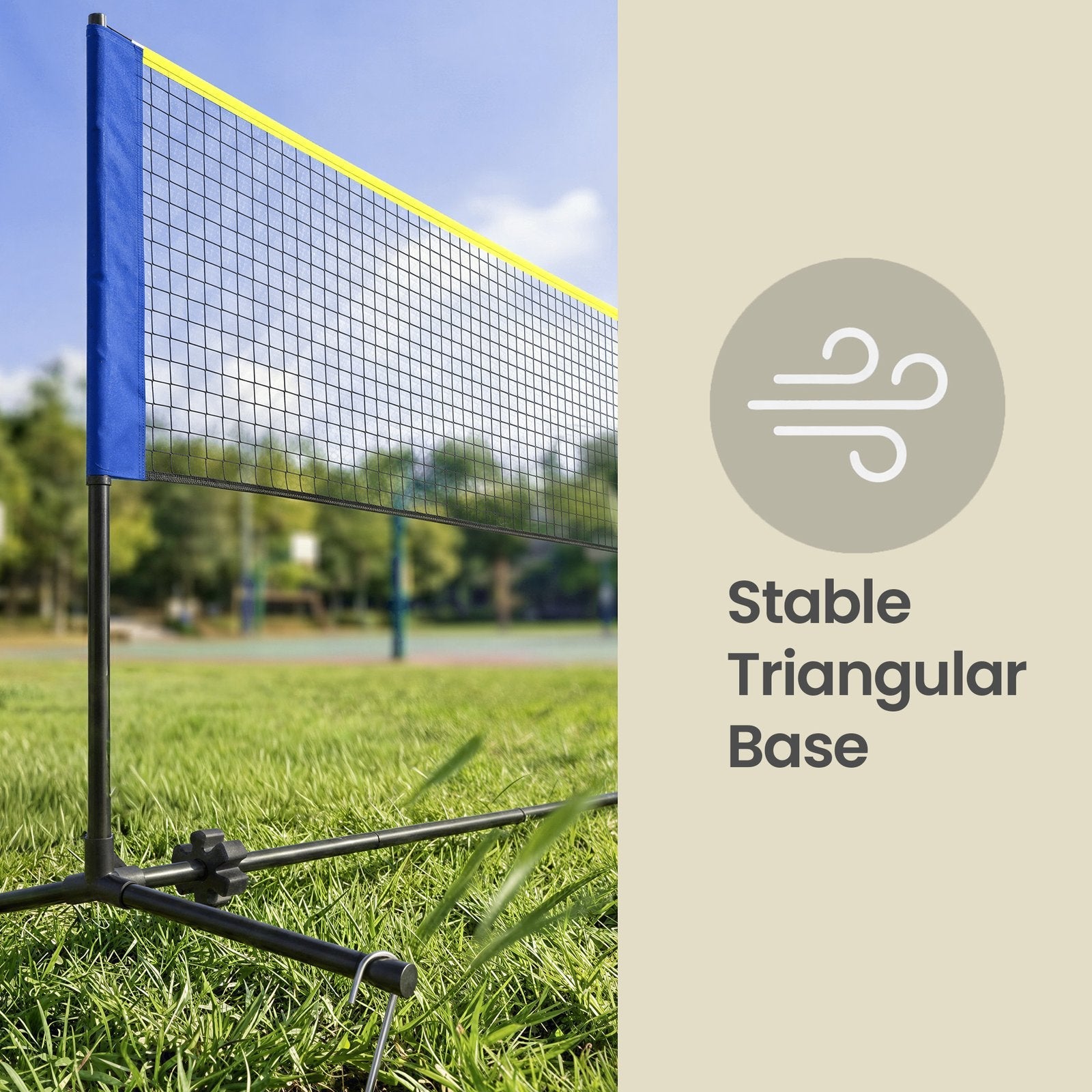Badminton Sports Net - 5m - Steel Poles - Adjustable Height