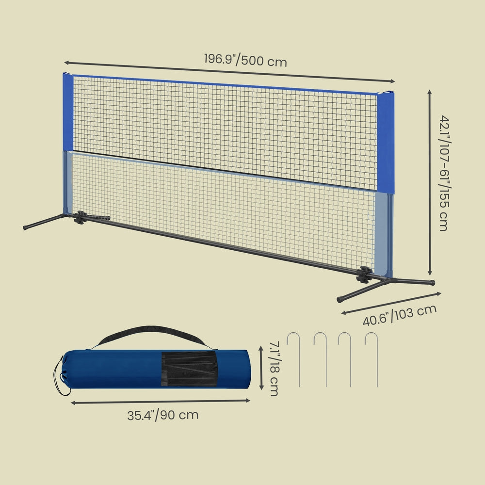 Adjustable Sports Net - 5m - Steel Poles - Height Adjustable