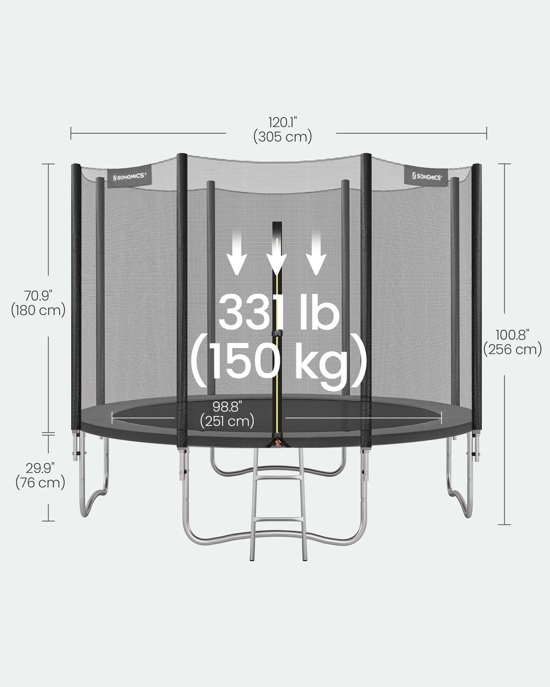 Children's Outdoor Trampoline Diameter - Frame: Steel Tubes - Black