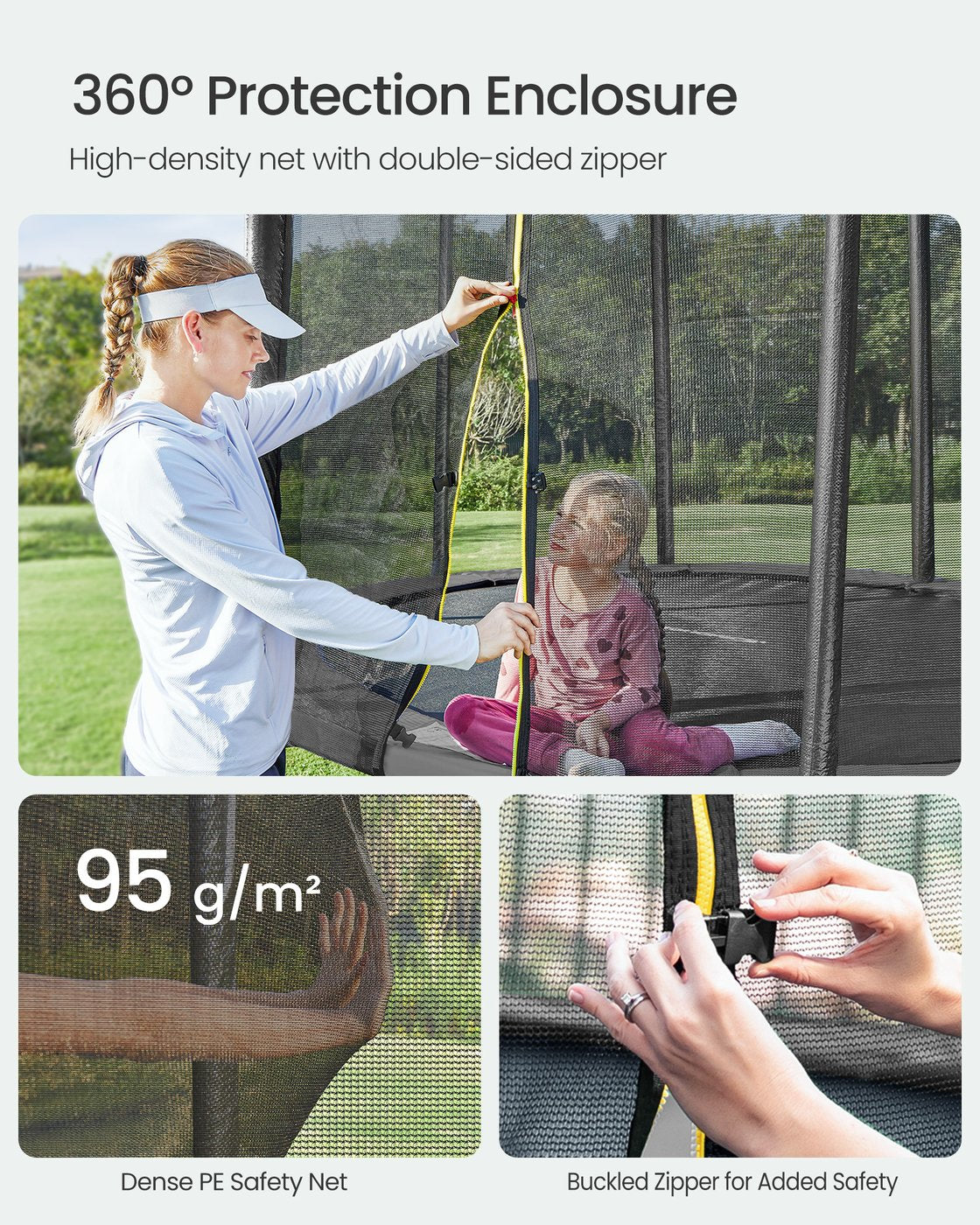 Children's Outdoor Trampoline Diameter - Frame: Steel Tubes - Black