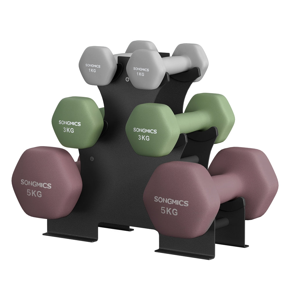 Weight Lifting Dumbbell Kit - Cast Iron with Neoprene Coating - Light Grey