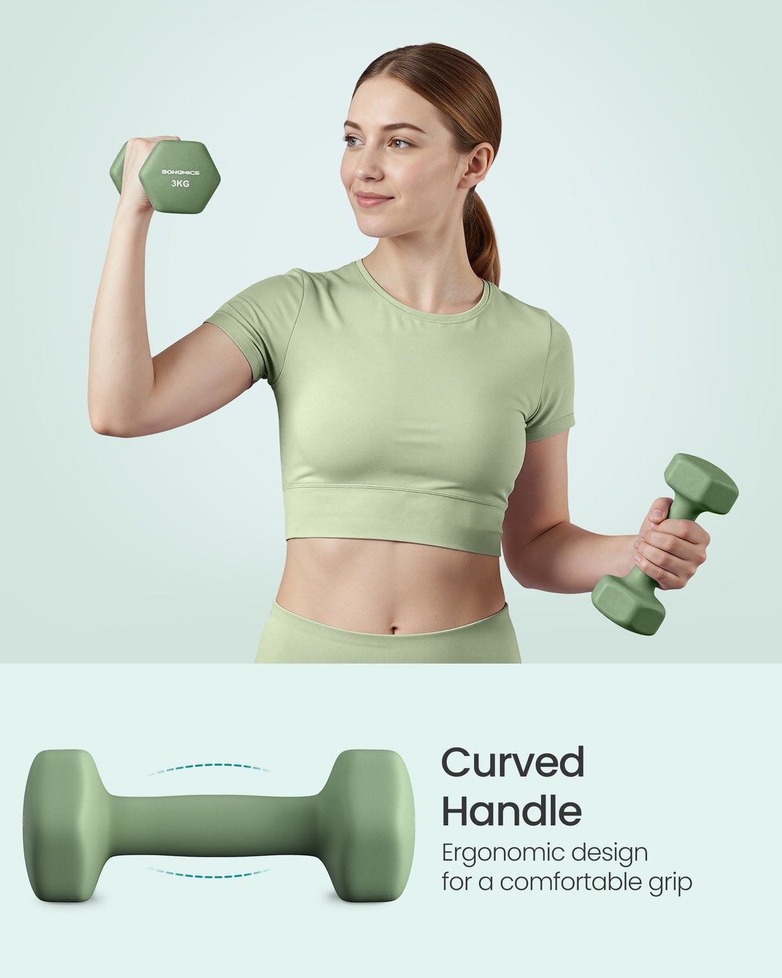 Weight Lifting Dumbbell Kit - Cast Iron with Neoprene Coating - Light Grey