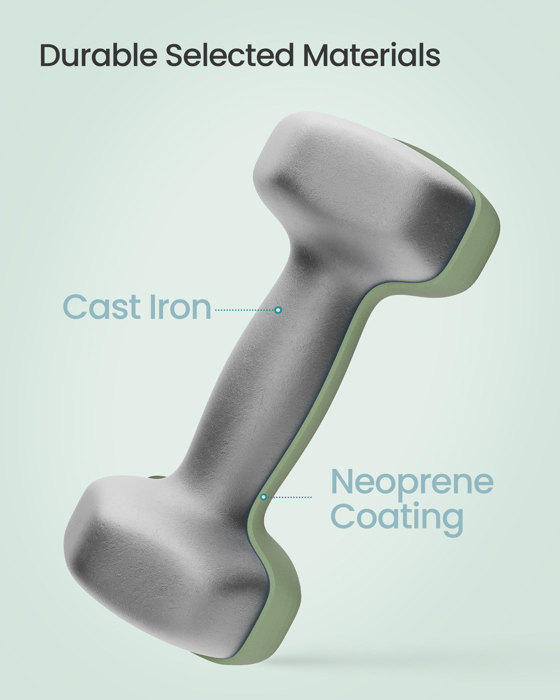 Weight Lifting Dumbbell Kit - Cast Iron with Neoprene Coating - Light Grey