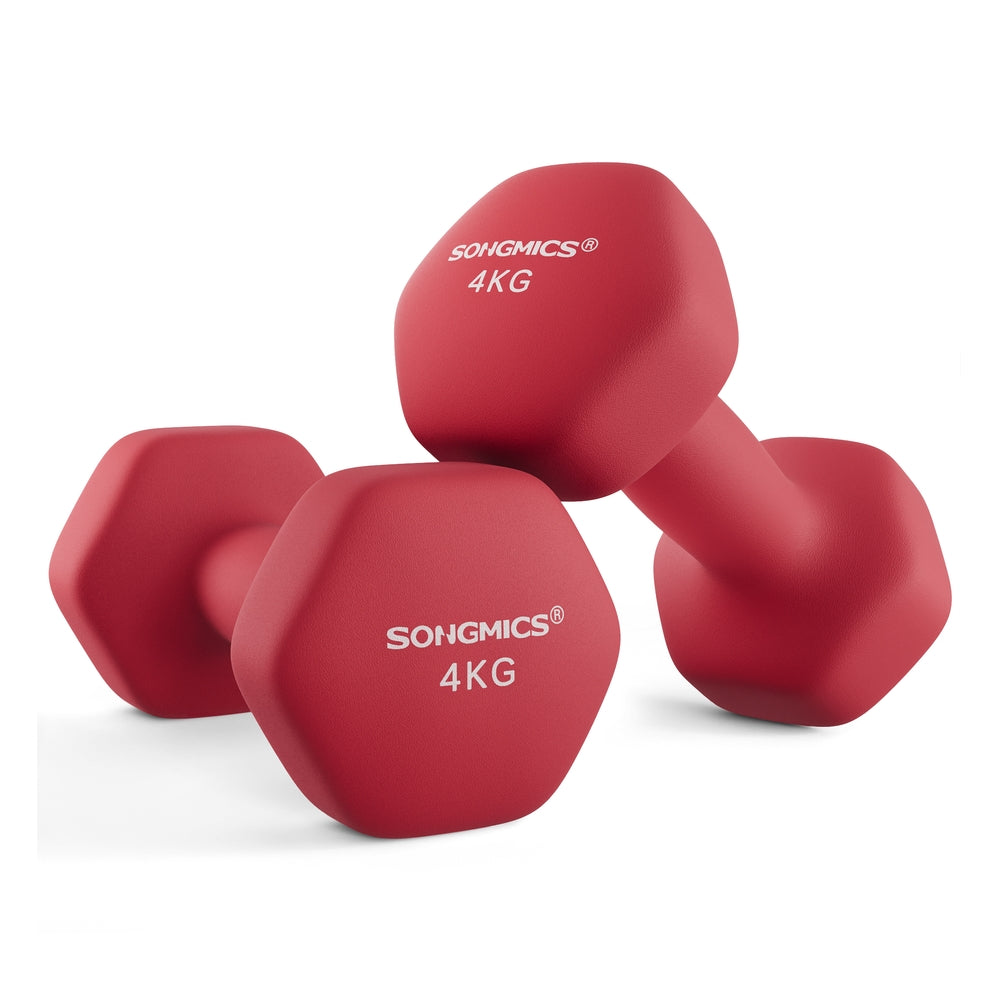 Set of 2 Dumbbells - Cast Iron and Neoprene Coating - Red