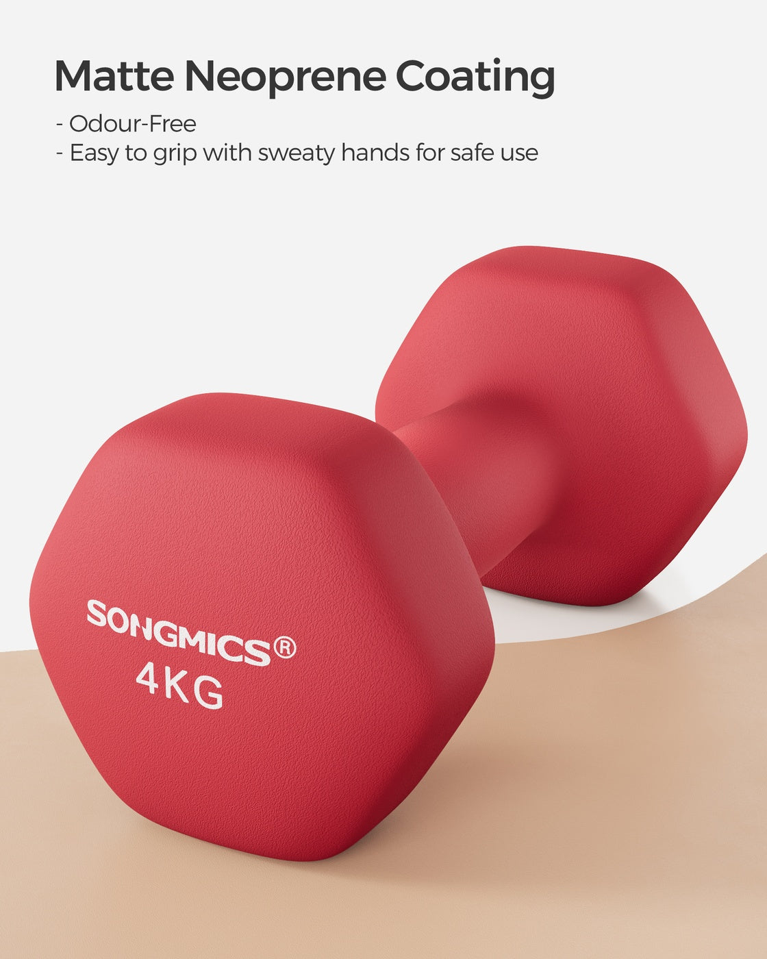 Set of 2 Dumbbells - Cast Iron and Neoprene Coating - Red