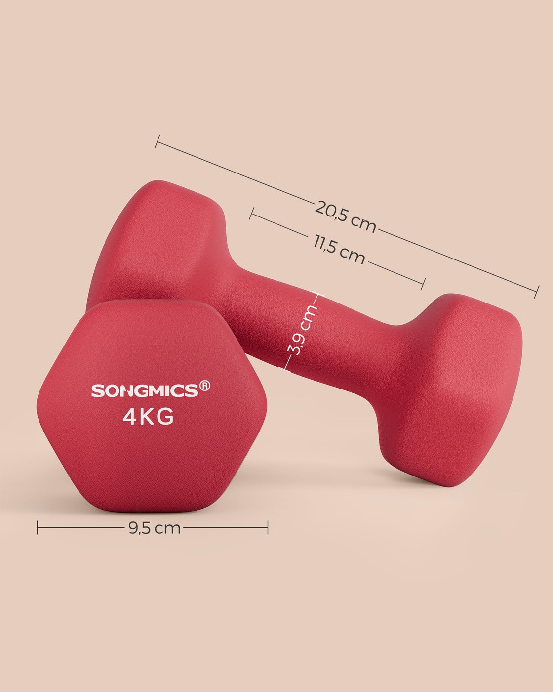 Set of 2 Dumbbells - Cast Iron and Neoprene Coating