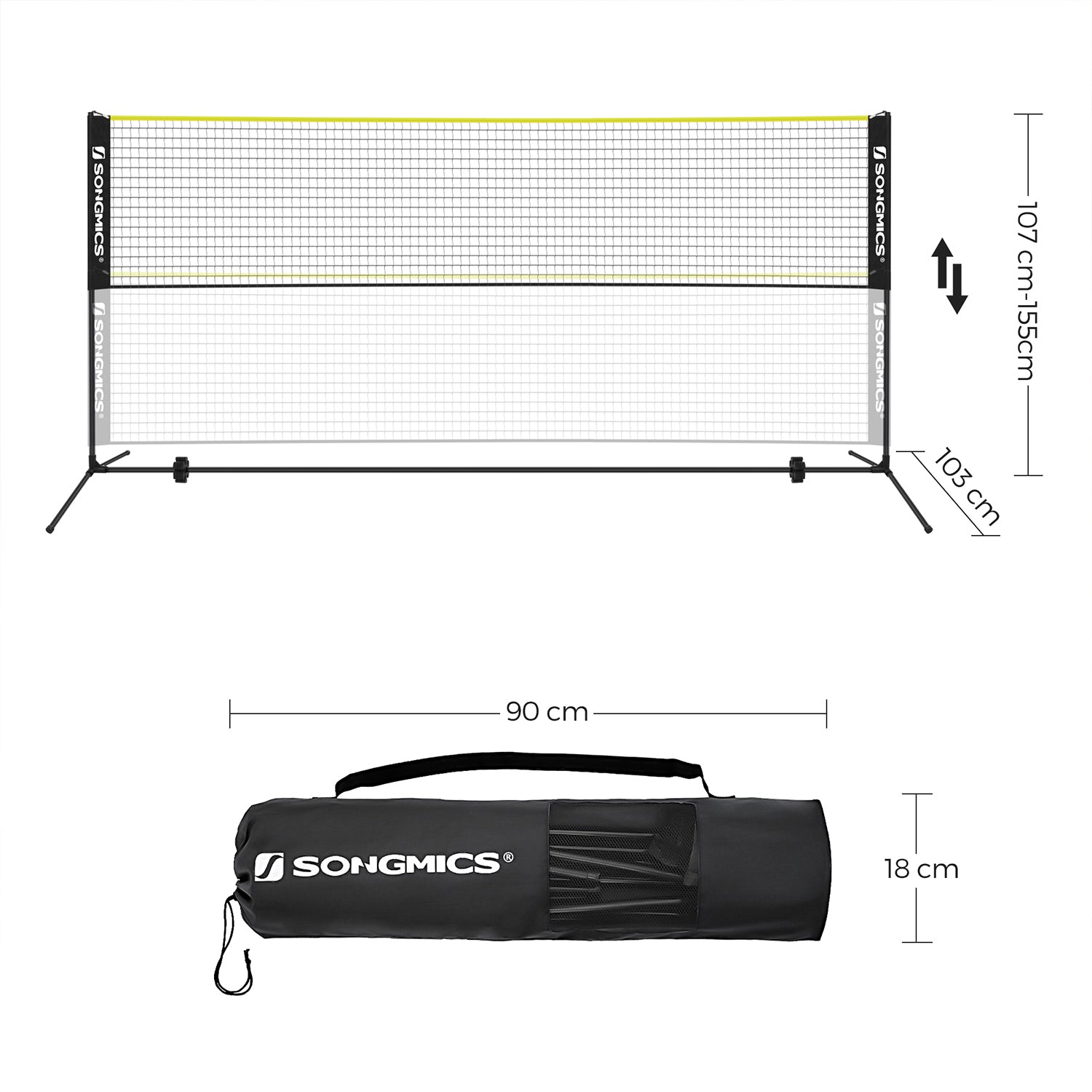 Portable Badminton Net - 4m - Adjustable Height