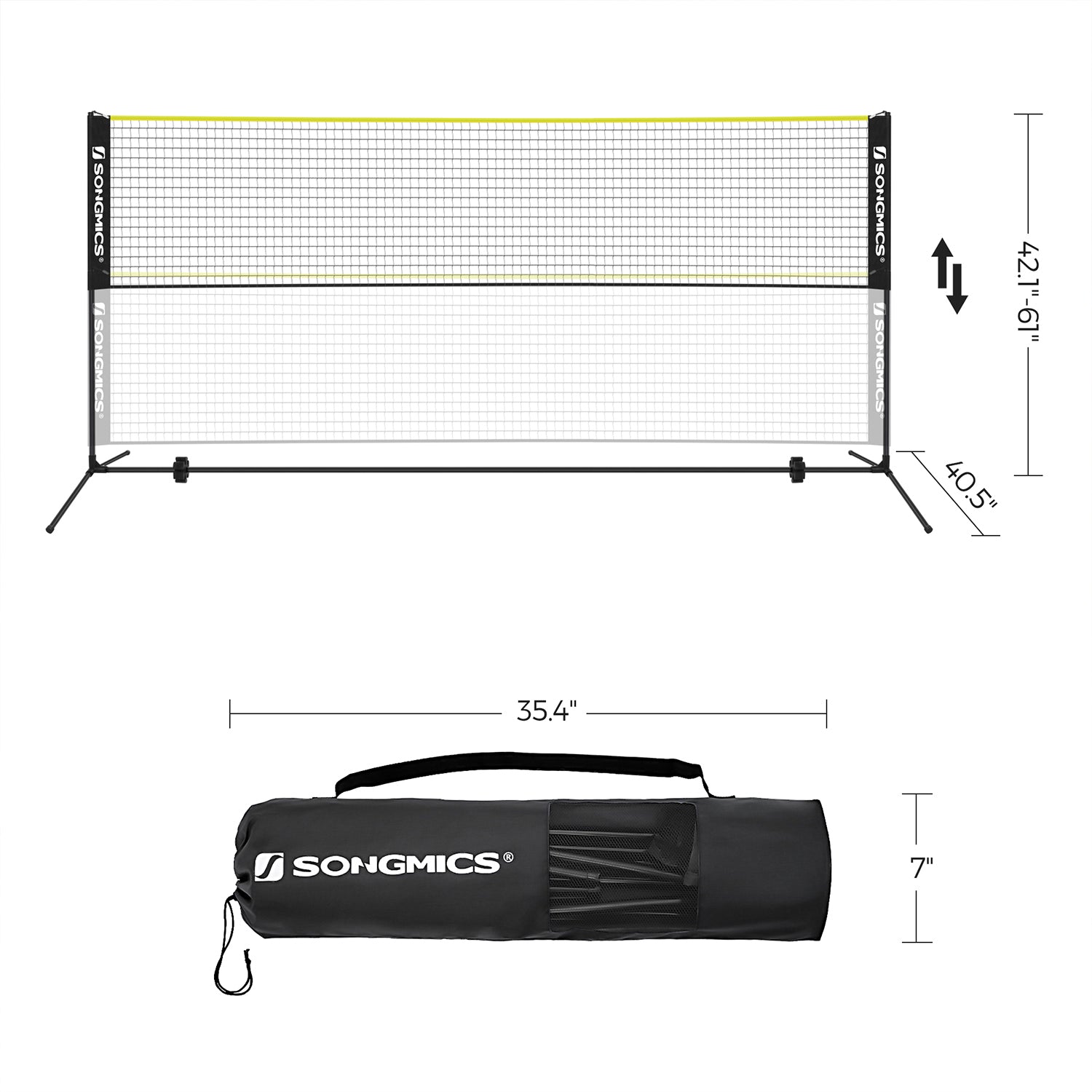 Portable Badminton Net - 4m - Adjustable Height