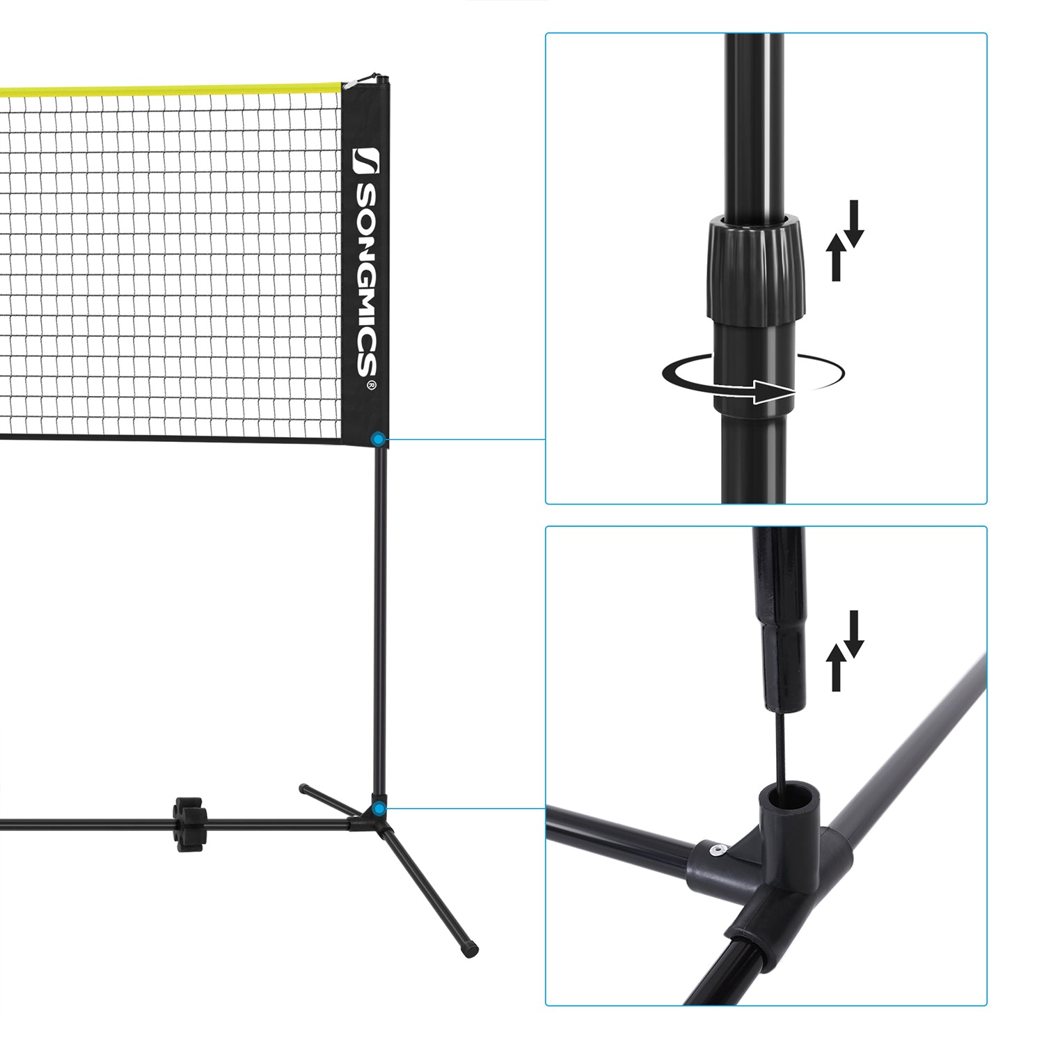 Portable Badminton Net - 4m - Adjustable Height