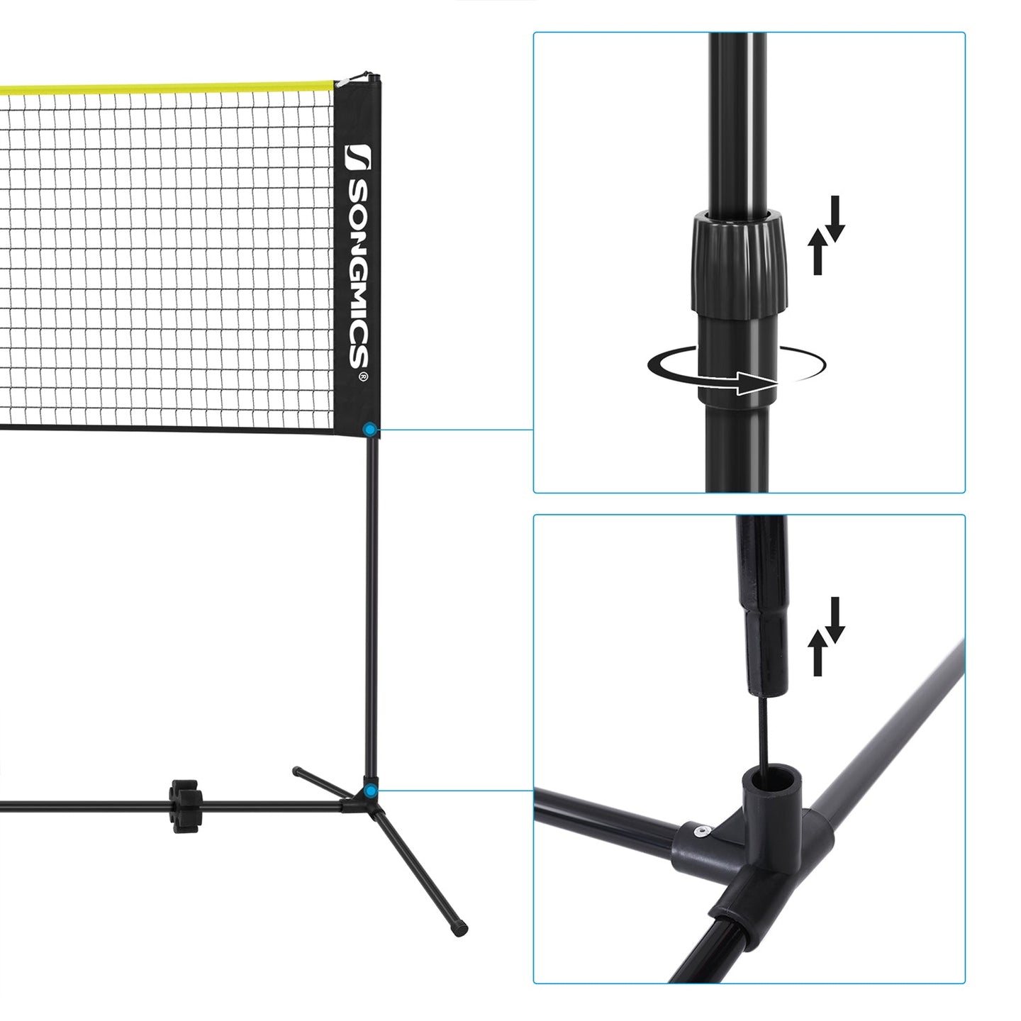 Portable Badminton Net - 4m - Adjustable Height