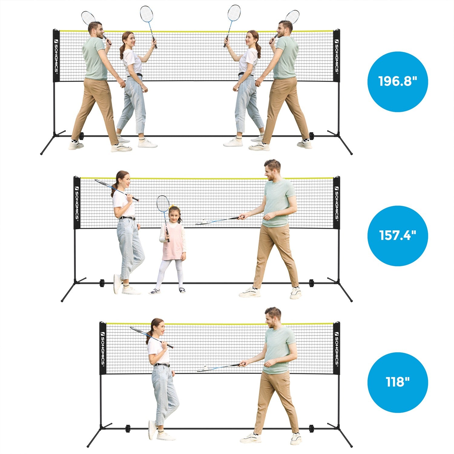 Portable Badminton Net - 4m - Adjustable Height
