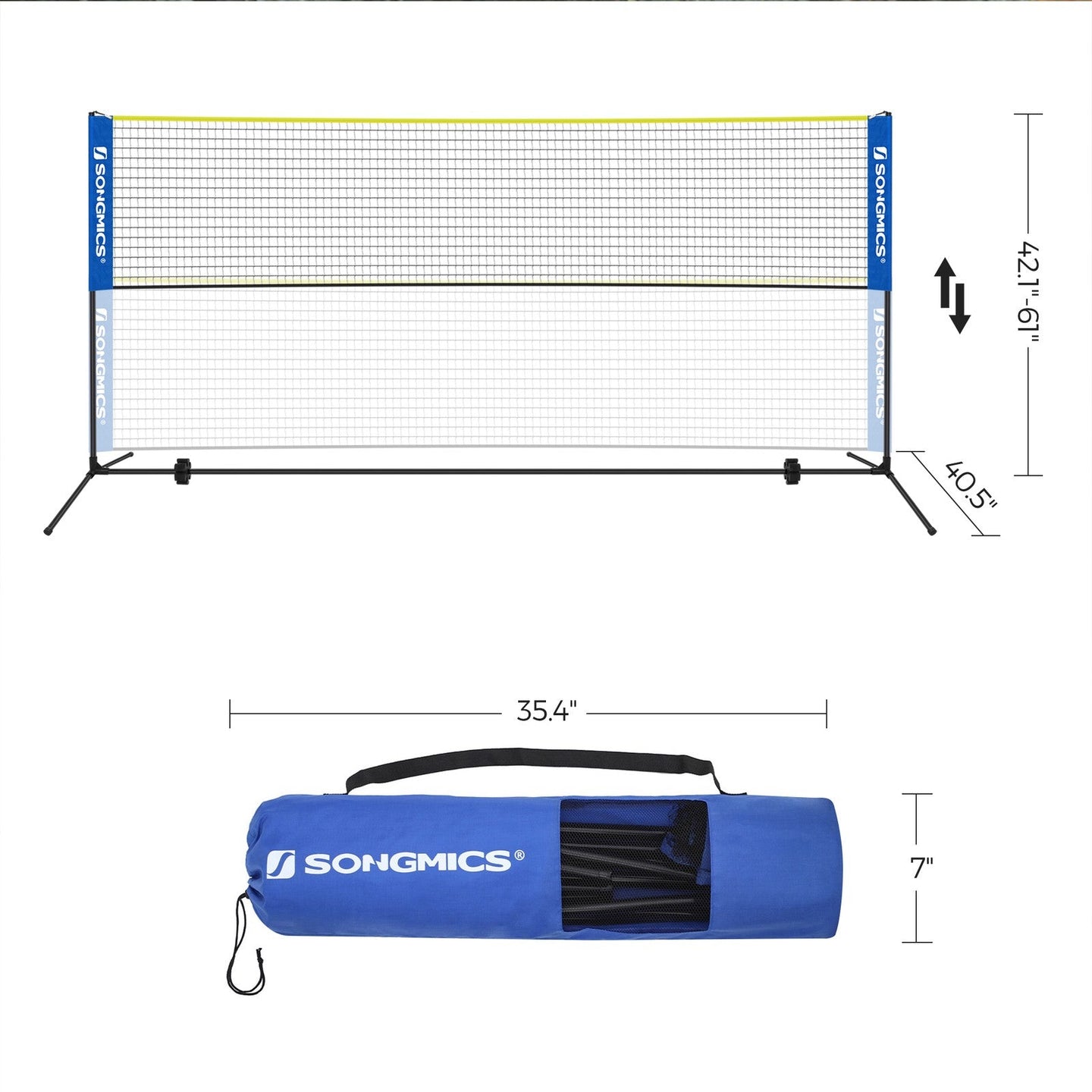 Portable Badminton Net - 4m - Adjustable Height