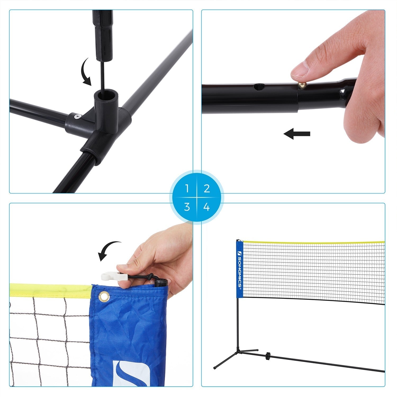 Portable Badminton Net - 4m - Adjustable Height