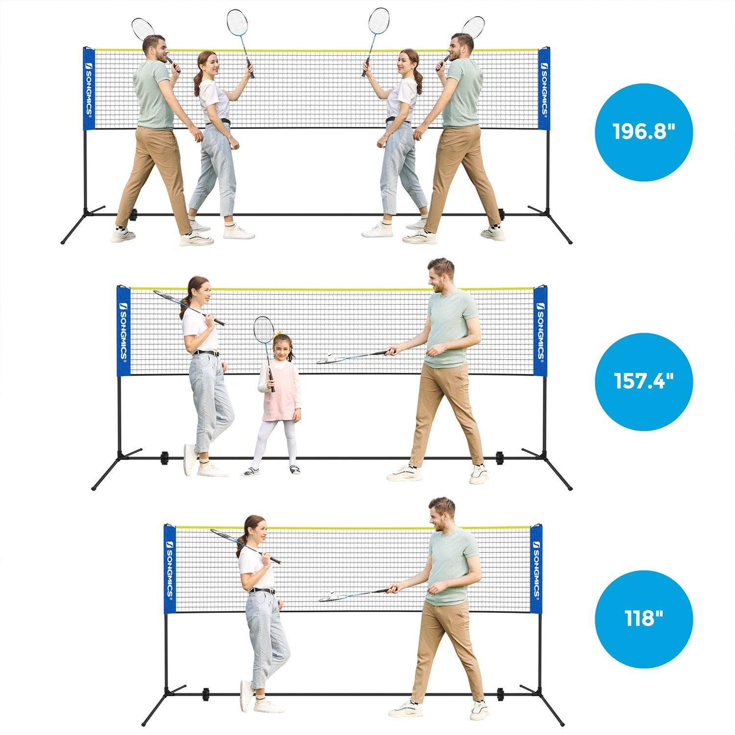 Portable Badminton Net - 4m - Adjustable Height