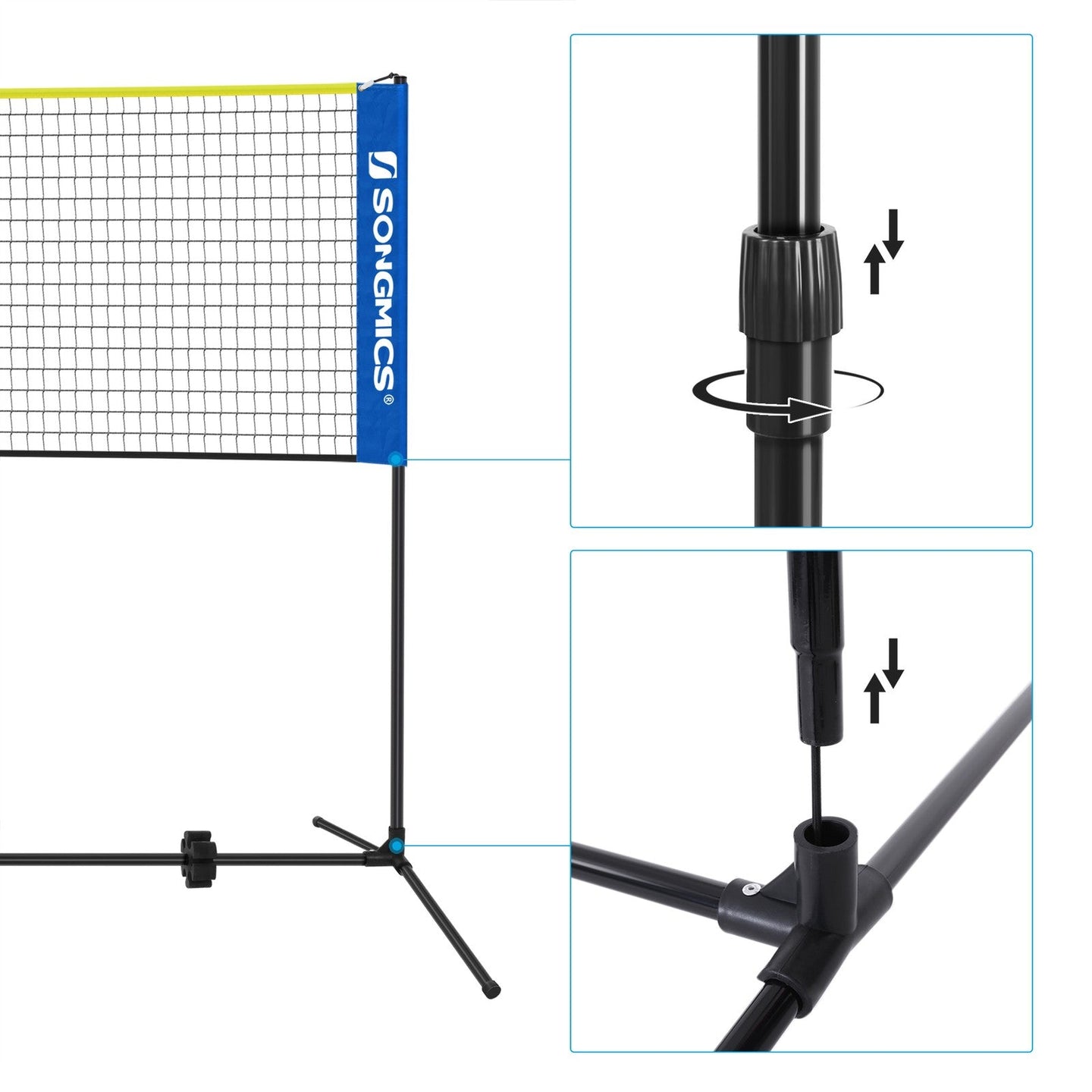 Portable Badminton Net - 4m - Adjustable Height