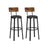 Set of 2 Bar Stools - PU Upholstered - Rustic Brown and Black