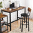 Set of 2 Bar Stools - PU Upholstered - Rustic Brown and Black