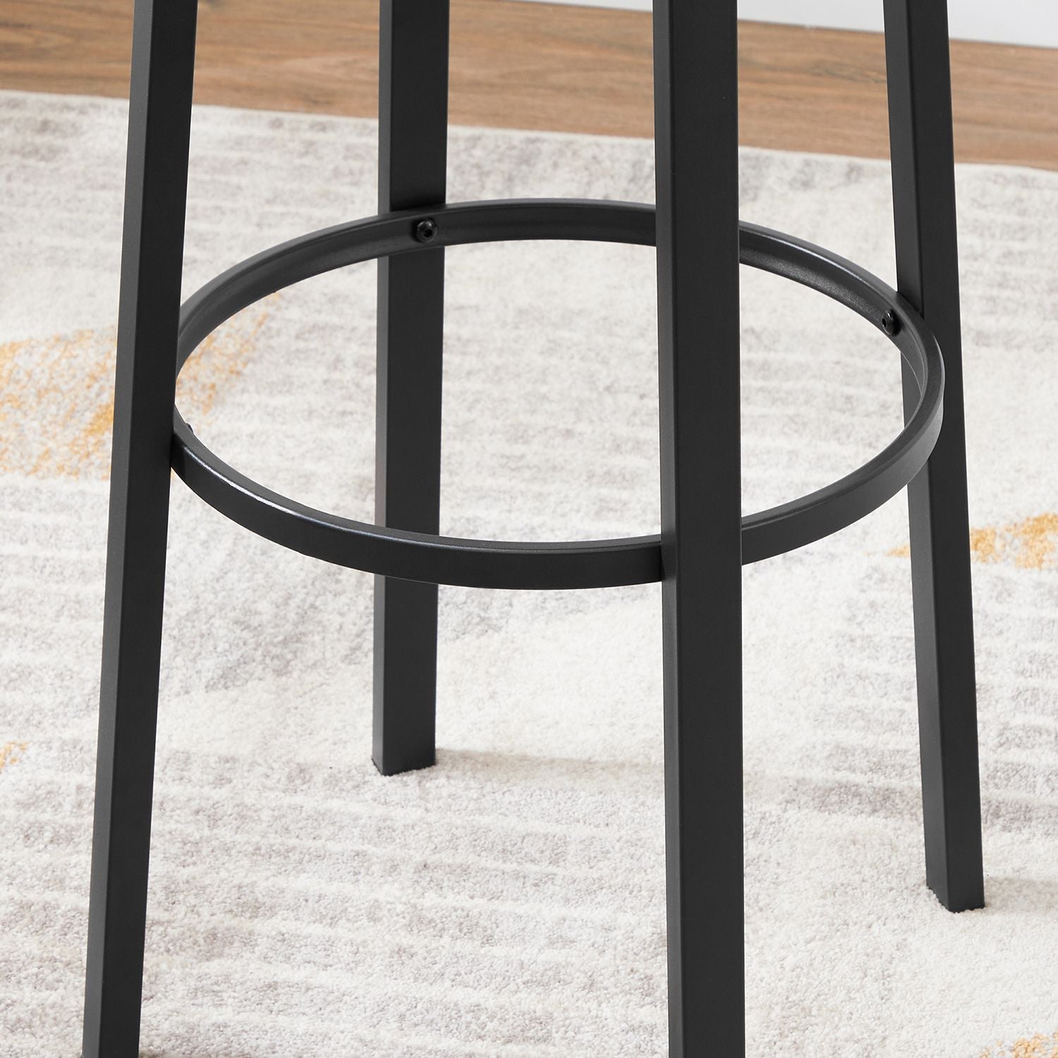 Set of 2 Bar Stools - PU Upholstered - Rustic Brown and Black