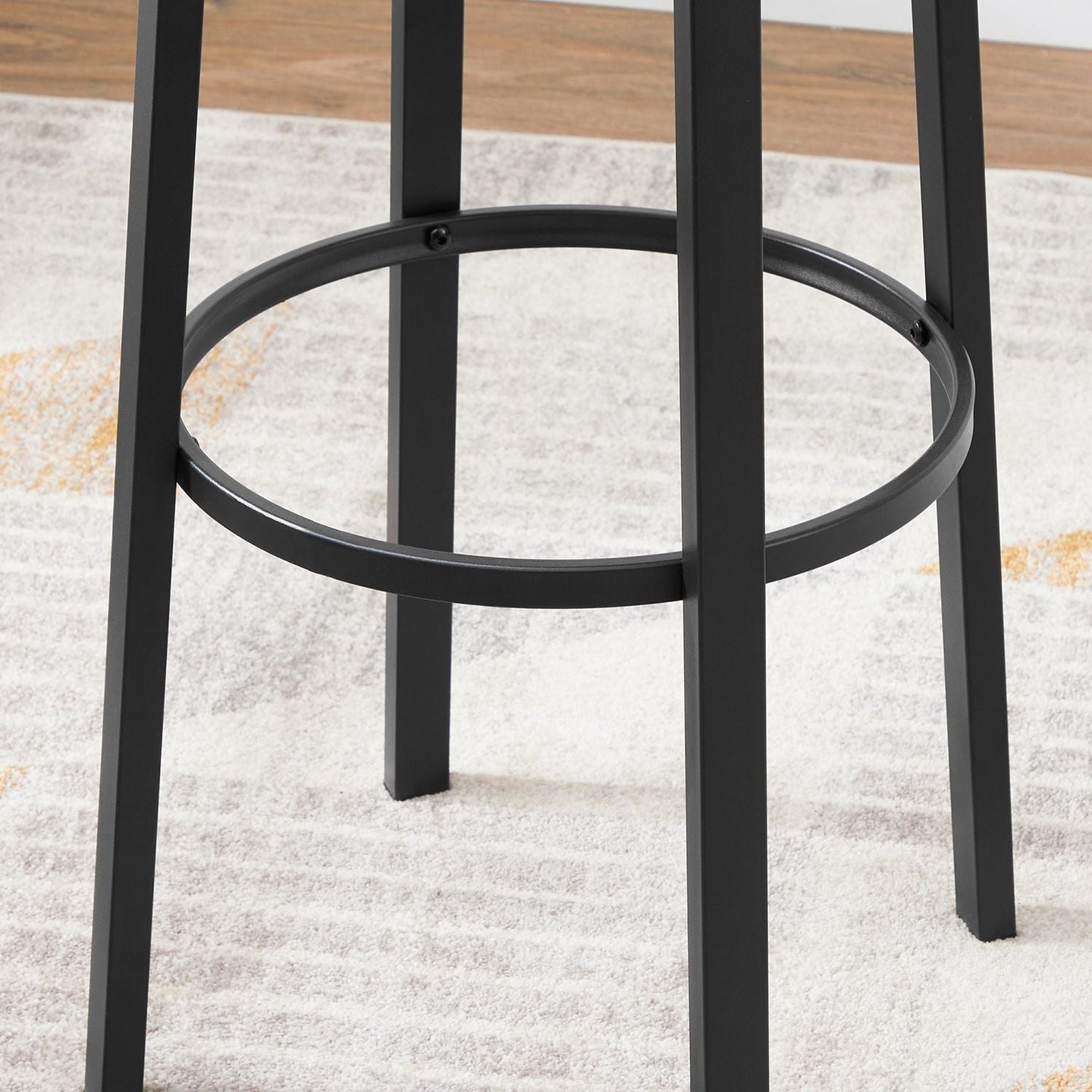 Set of 2 Bar Stools - PU Upholstered - Rustic Brown and Black