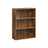 3-Tier Bookcase - Wood - Rustic Brown - Adjustable Shelves with Open Compartments