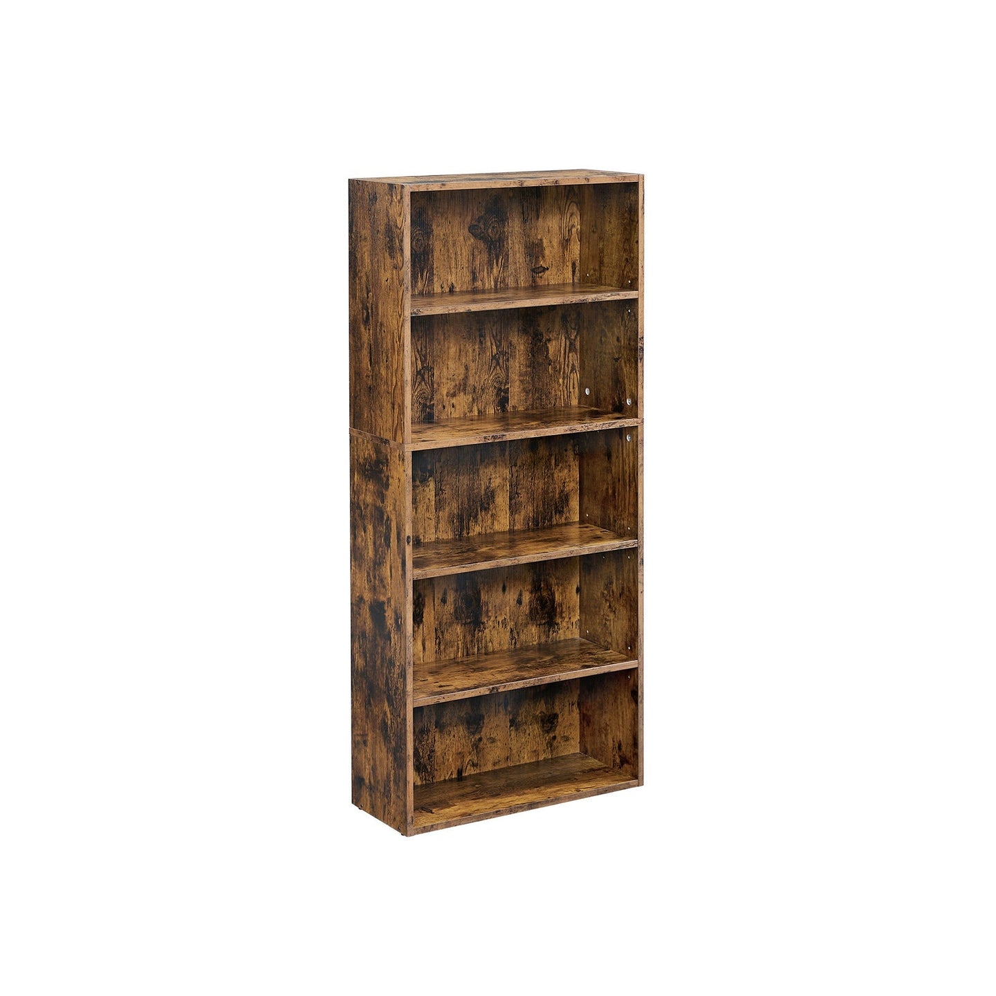 5-Tier Bookcase - Wood - Rustic Brown - Adjustable Storage Shelves
