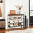 Shoe Rack - Steel - Rustic Brown and Black - 4-Tier with Mesh Shelves