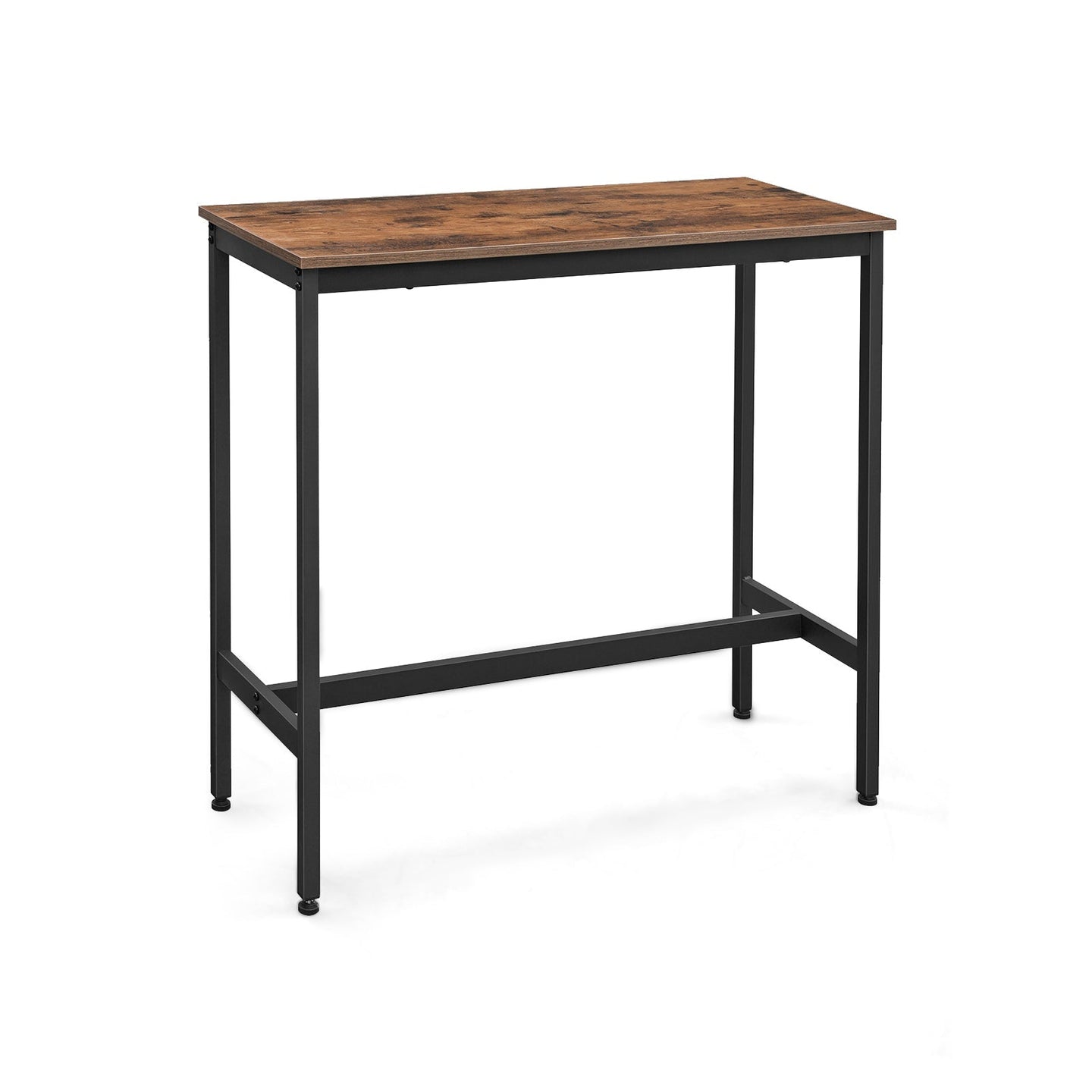 Narrow Rectangular Bar Table - Metal - Rustic Brown and Black