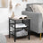 Nightstand Set - Steel Frame - Greige and Black - Adjustable Mesh Shelves