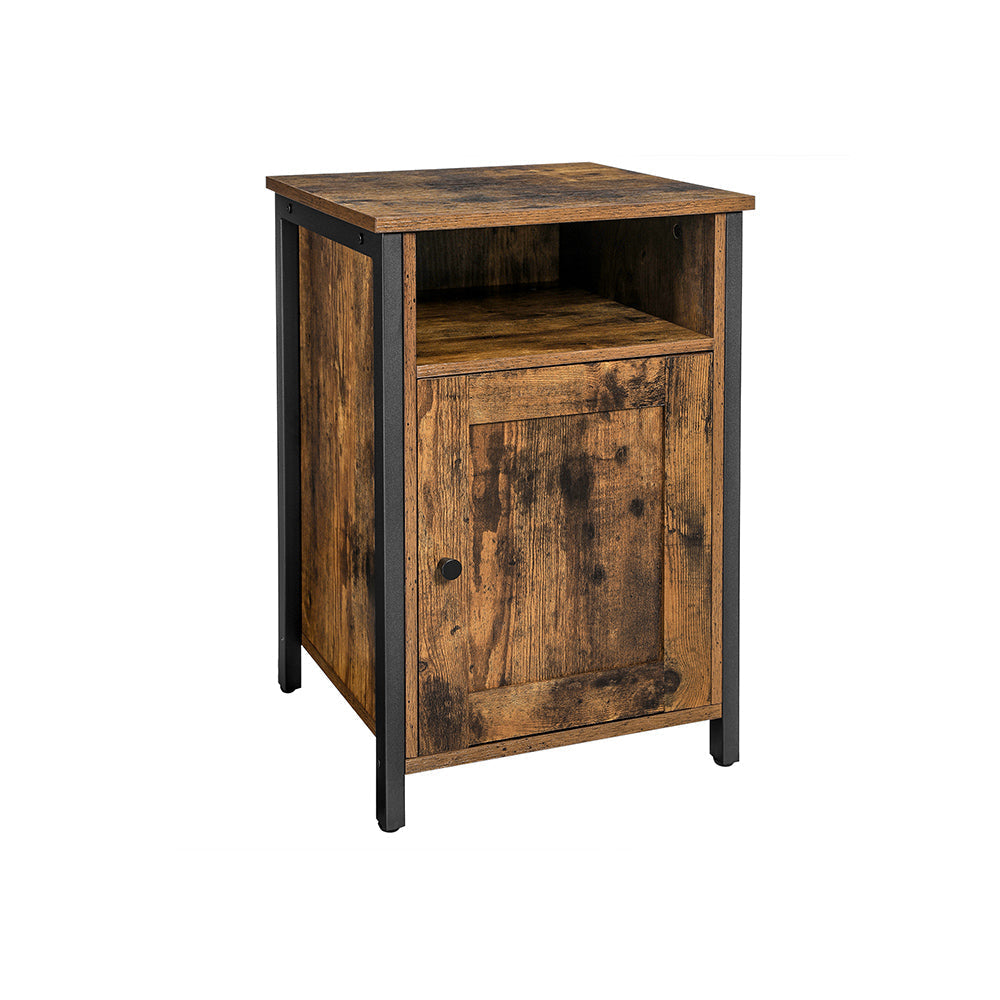 Nightstand - Metal - Rustic Brown and Black