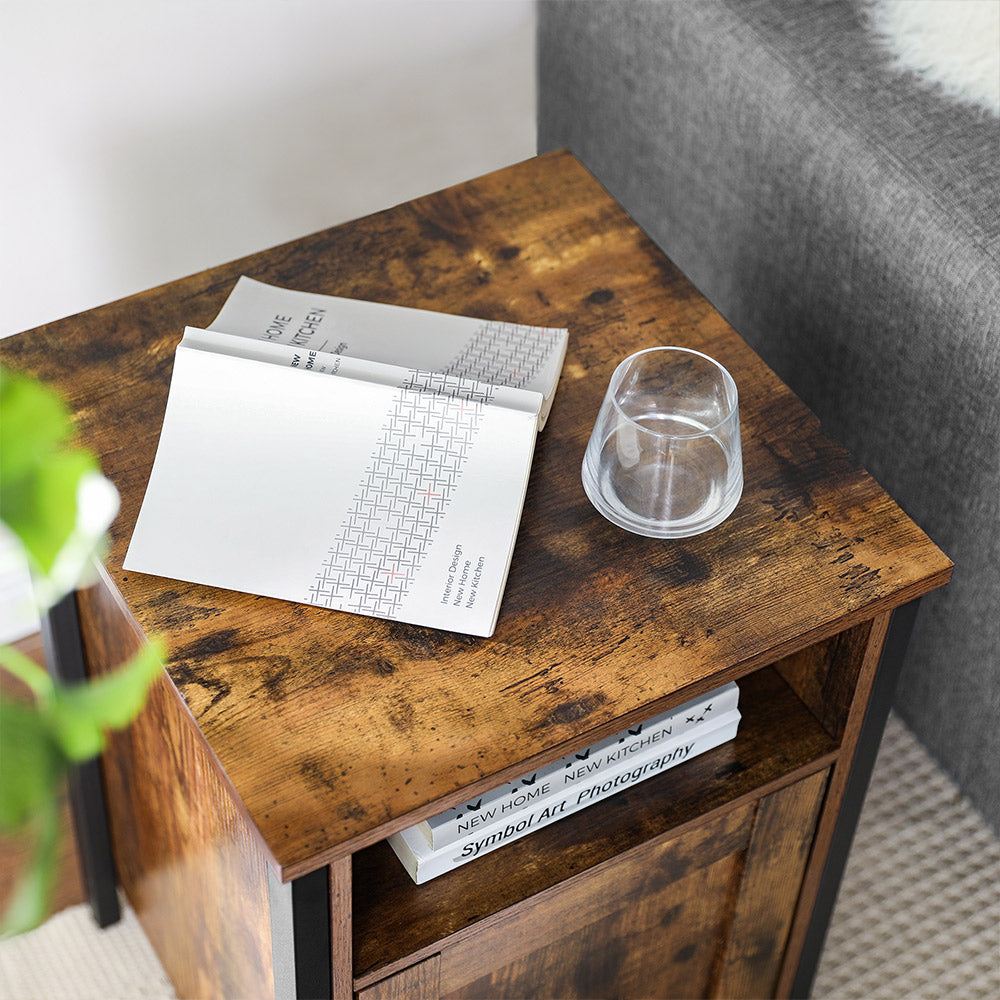 Nightstand - Metal - Rustic Brown and Black
