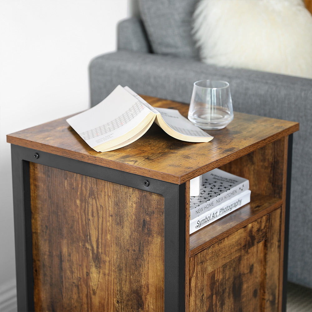 Nightstand - Metal - Rustic Brown and Black